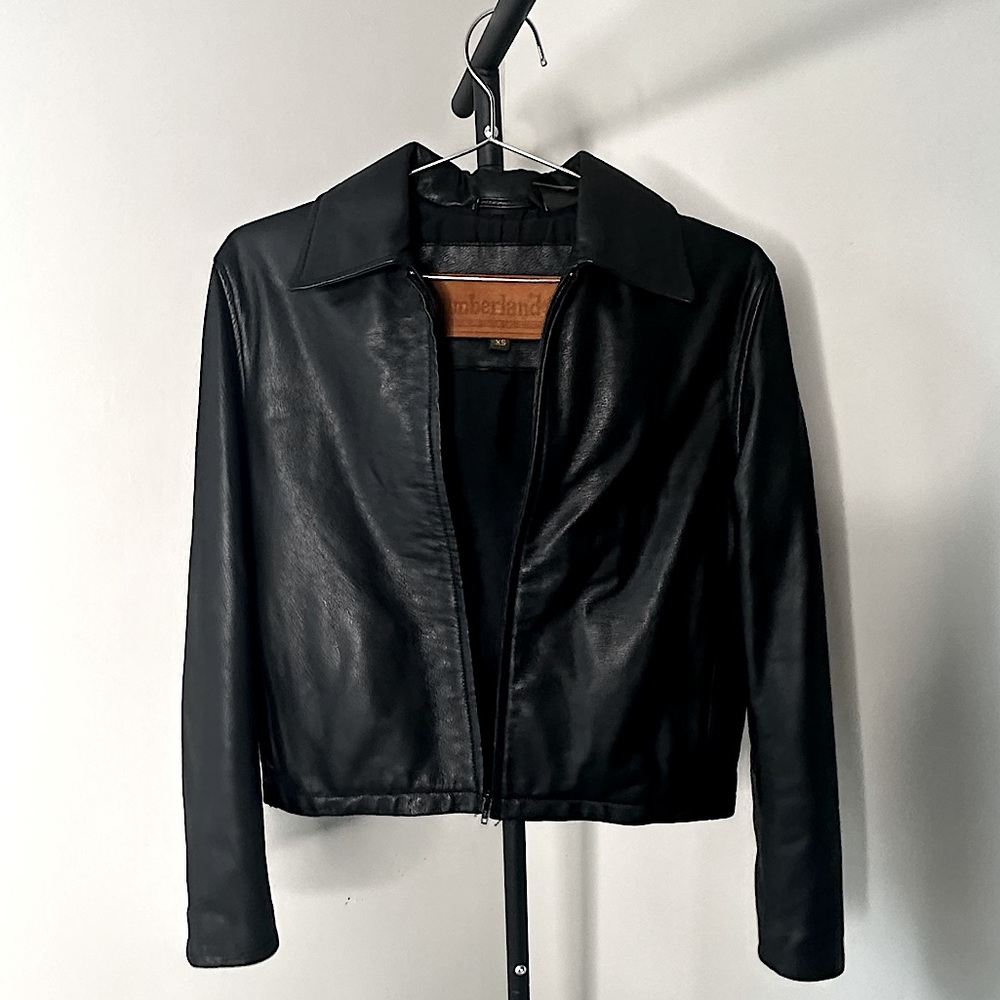 Vintage 90s-00s Unisex Black Leather Timberland Jacket